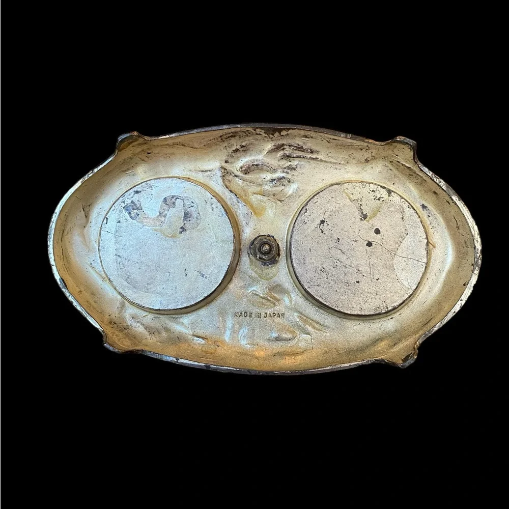 Vintage Japanese Dragon Silver Salt Cellar Caddy Tray • Repousse Antique